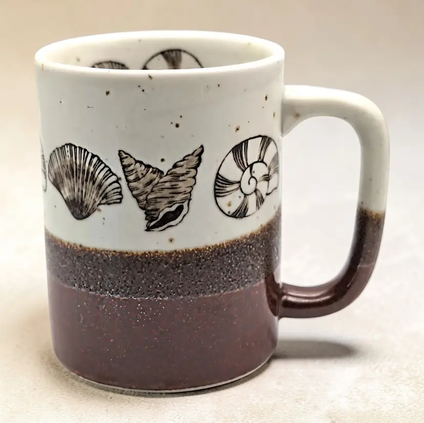 Seashells Beach Stoneware Coffee Tea Hot Cocoa Mug Cup 1980s Vtg Otagiri Japan