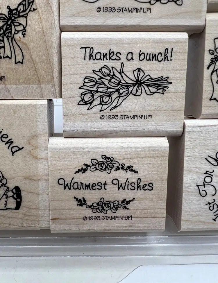 Vintage Stampin Up! Stamp Set Set Of 8 Happy Birthday Just For You Friends 1993