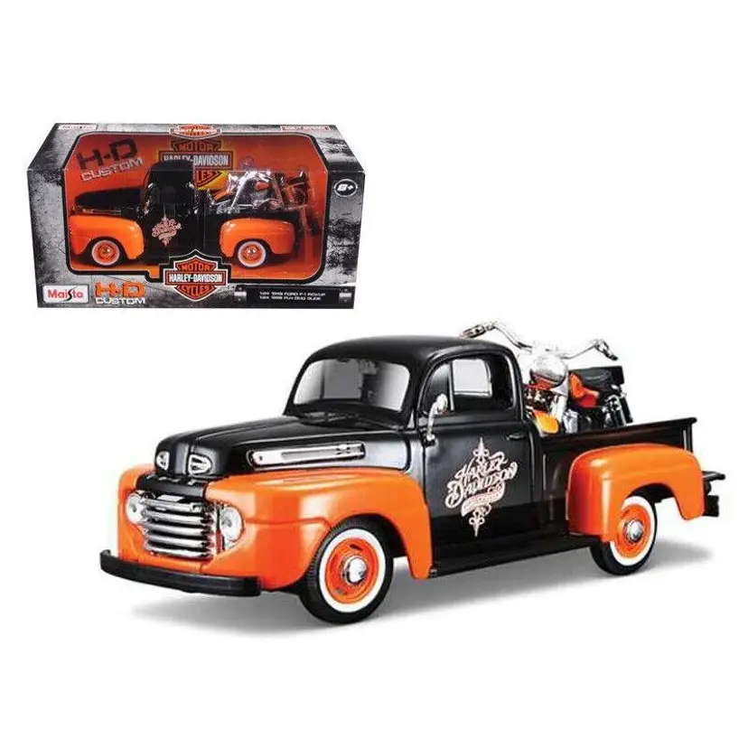1948 Ford F-1 Pickup Truck with 1958 Harley Davidson FLH Duo Glide Motorcycle