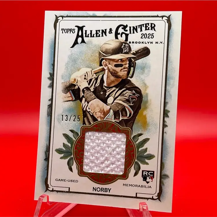 Connor Norby 2025 Topps Allen & Ginter RC  Full Size Relic 13/25 Miami Marlins