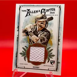 Connor Norby 2025 Topps Allen & Ginter RC Full Size Relic 13/25 Miami Marlins