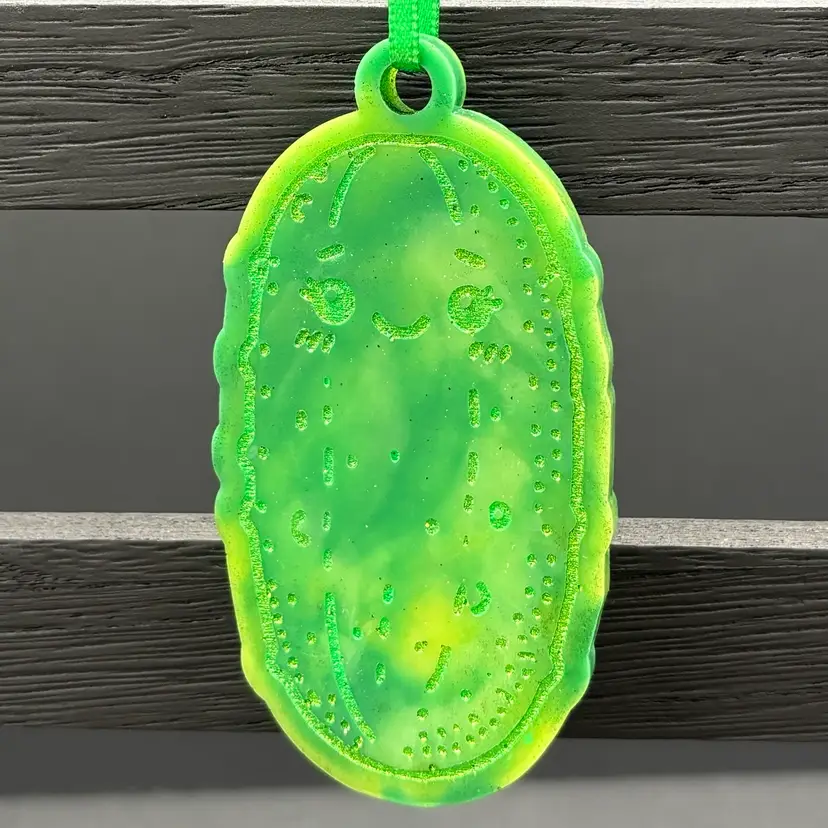 Shades Of Green Pickle Ornament *GLOWS* Made By Me