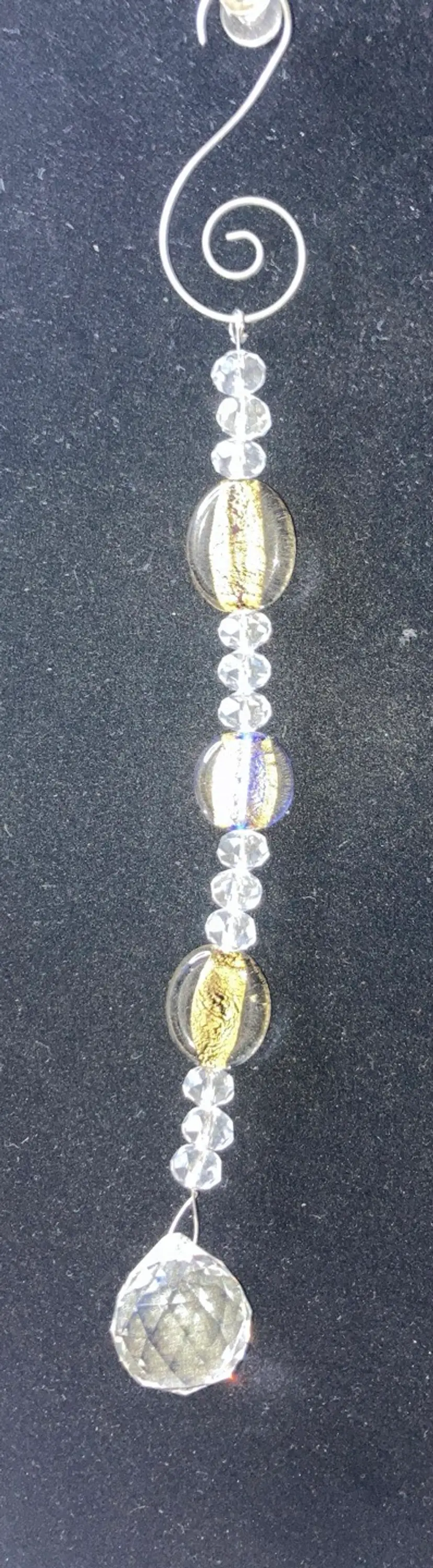 Glass Beads Suncatcher Ornament Made By Me! 6 1/2” When Hanging! Excellent Gift!