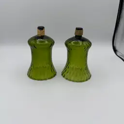 Vintage Avocado Green Glass Peg Votive Holders