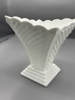 Fenton white glass art deco vase