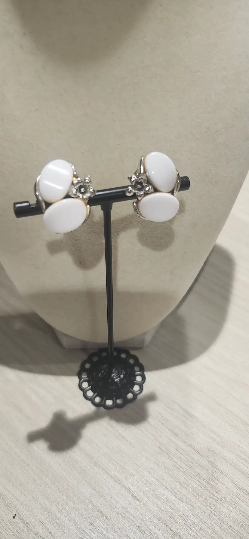 Vintage White Clip-On Earrings