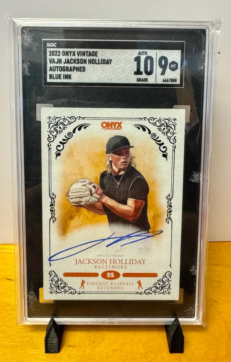 Jackson Holliday 2022 Onyx Vintage Autographs #VAJH SCG 9 MT Auto Grade 10 - Baltimore Orioles