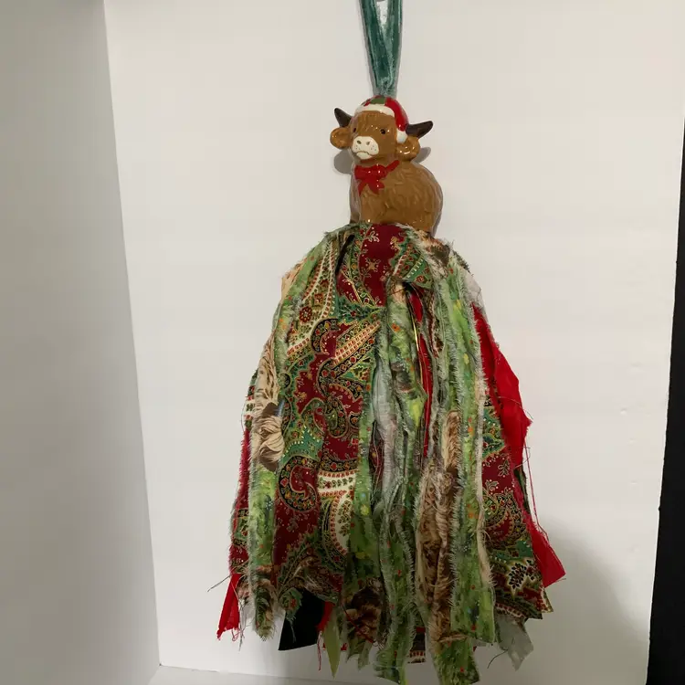 Right Facing Christmas Cow Tassel Made By Me