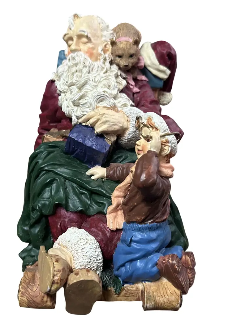 Vintage Resin Santa Clause Figure Sleeping Santa In rocking chair
