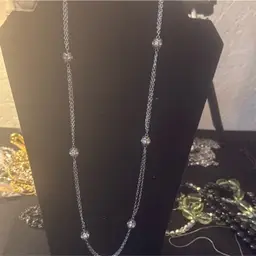 Sarah Coventry Long Necklace With Rhinestone Beads