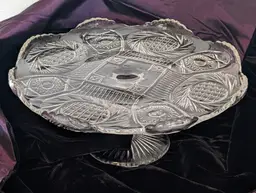 EAPG 1910 Mckee Glass Co 11.5 INCH "AZTEC SUNBURST" Footed Cake Plate