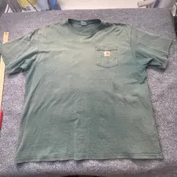 Carhartt Shirt Men 2xl Crew Neck Short Sleeve Green Pocket Cotton Tee Shirt