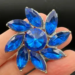 Blue Rhinestone Brooch