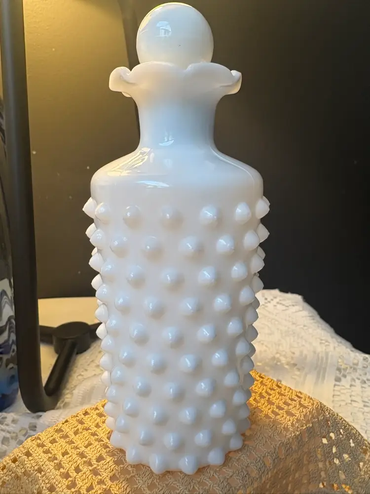 Hobnail Milk Glass Dresser Jar. Cork Stuck. See Photos.