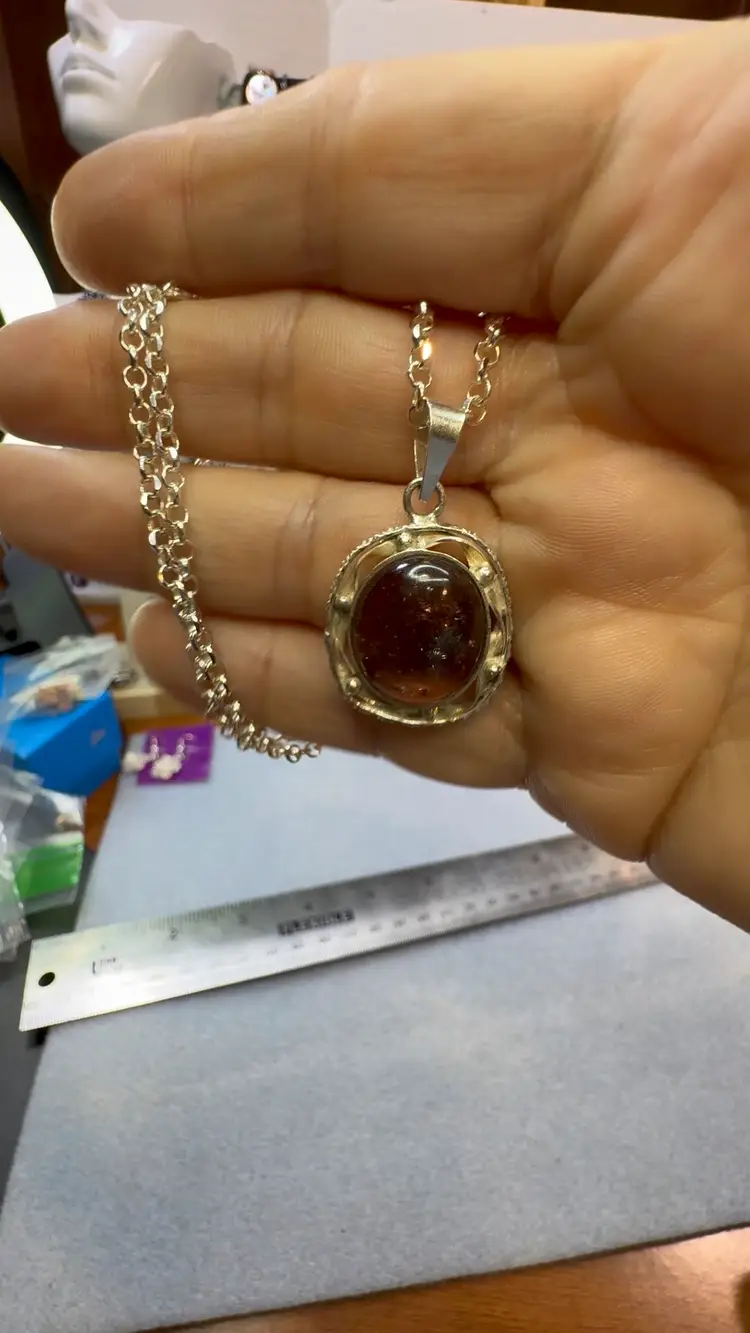 Awesome Local Artisan Created Pink Tourmaline Pendant In Sterling Silver With A 16” Sterling Chain