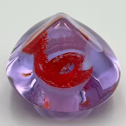 #01 - Caithness Art Glass- Purple & Red Pebble Paperweight