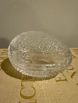 AVON Fostoria Clear Glass Egg Trinket Dish With Lid