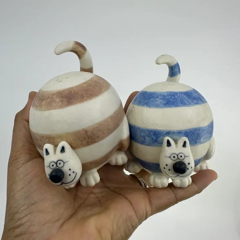Fat Cat Striped Salt & Pepper Shaker Set