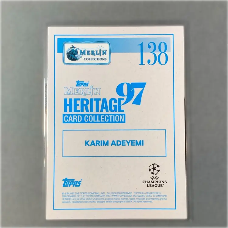2021-22 Topps Merlin's Heritage 97 UCL Action Purple /25 Karim Adeyemi