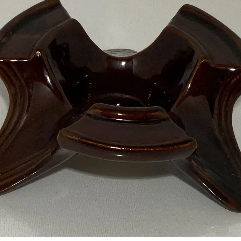 Vintage Ceramic Pottery Mar-Crest Candle Holder Looks Professionally Handmade Studio Pottery Chocolate Brown Trinket Dish 6” MCM Decorative Was Used As Cigar Ashtray