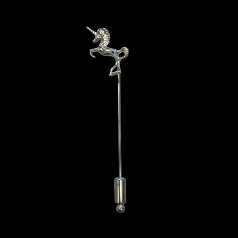 Rare Vintage MCM Beau Signed Sterling Silver Unicorn Stick Pin 1.5”