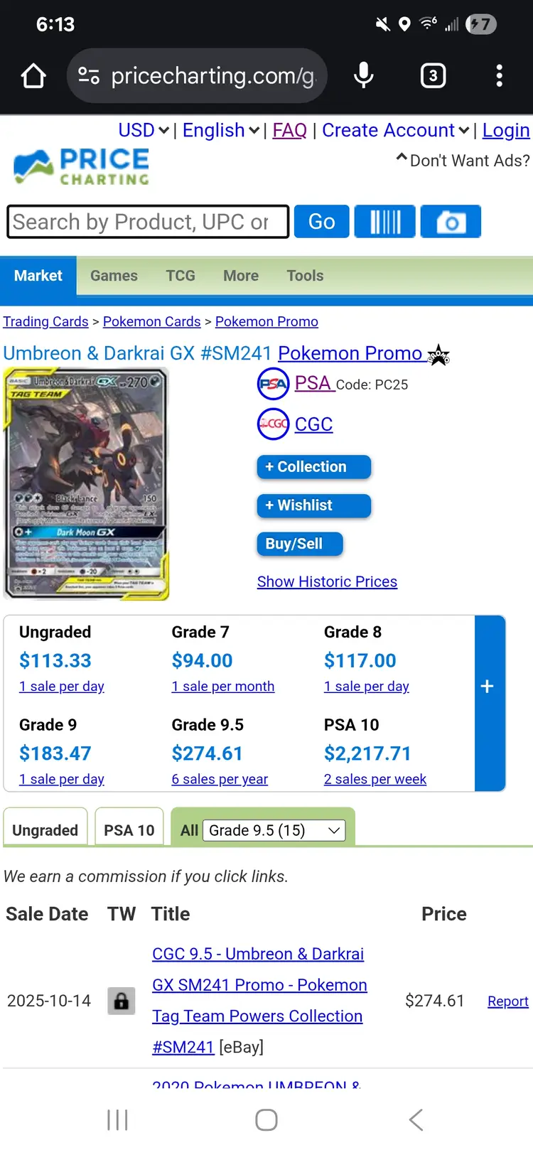 Tagteam Umbreon/Darkrai Card