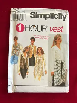 Vtg Simplicity Pattern 8744 Set Of Vests 1993 Uncut FF