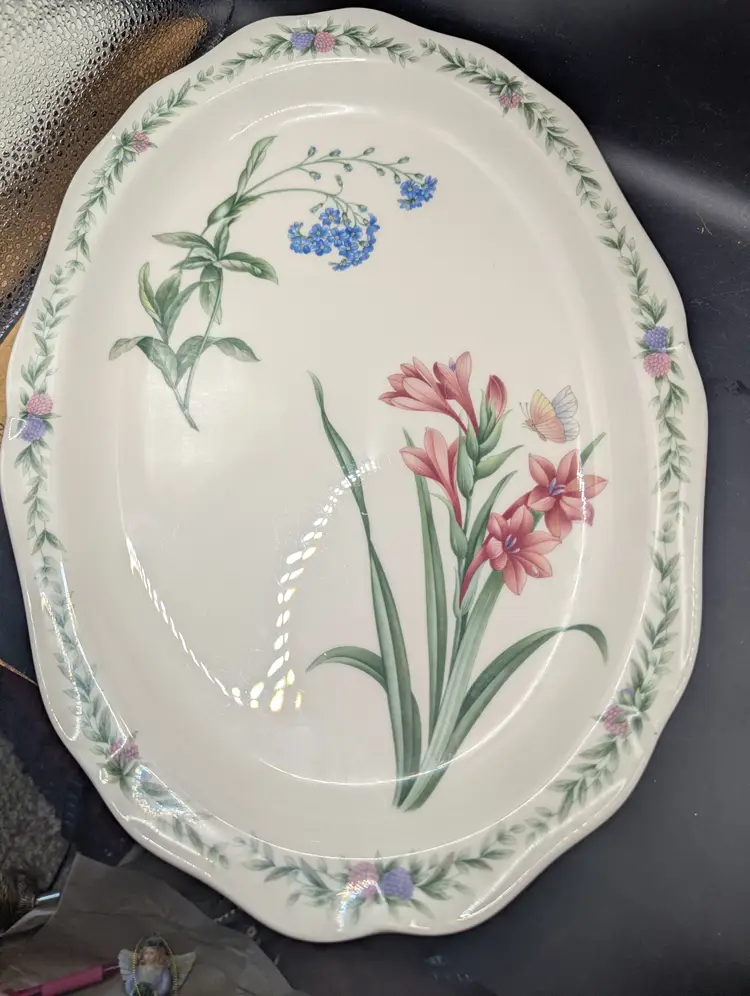 Vintage Noritake Porcelain Conservatory Gala Quisine 14" Oval Serving Platter.