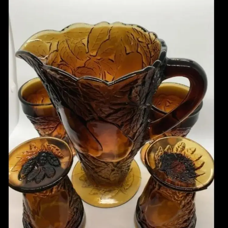 Tiara Burnt Honey Pear Pitcher and Tumblers