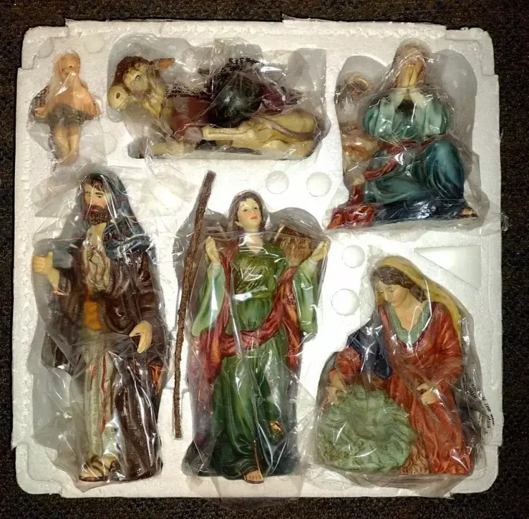 O'Well Large Nativity Set Rare Vintage Christmas Religious Jesus Baby Wisemen