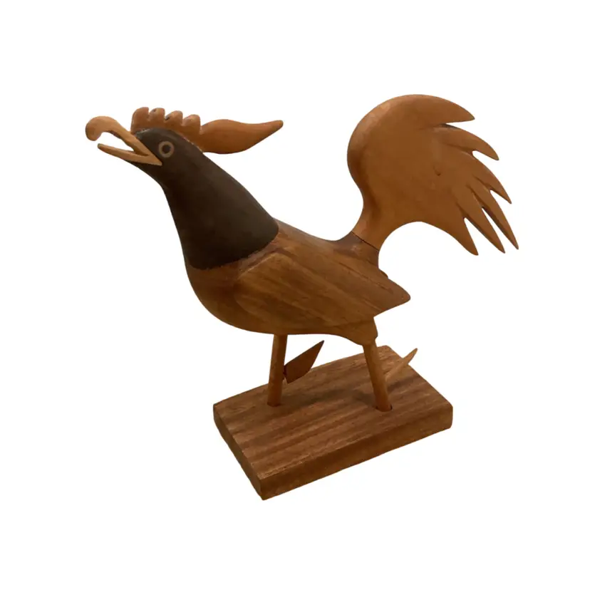 Vintage Hand Carved Wooden Rooster