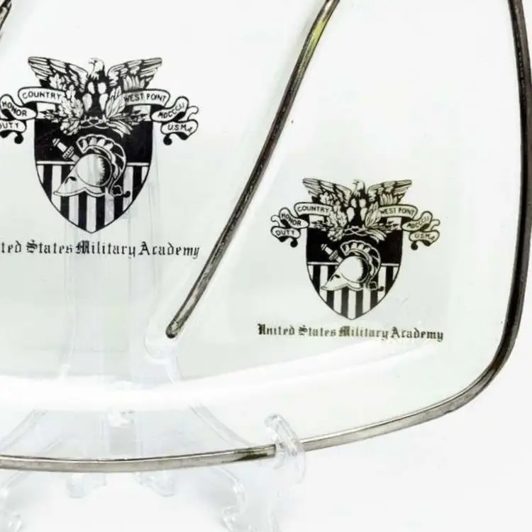 Vintage West Point Glass Dish Patriotic US Military Decor Go Army Souvenir MCM