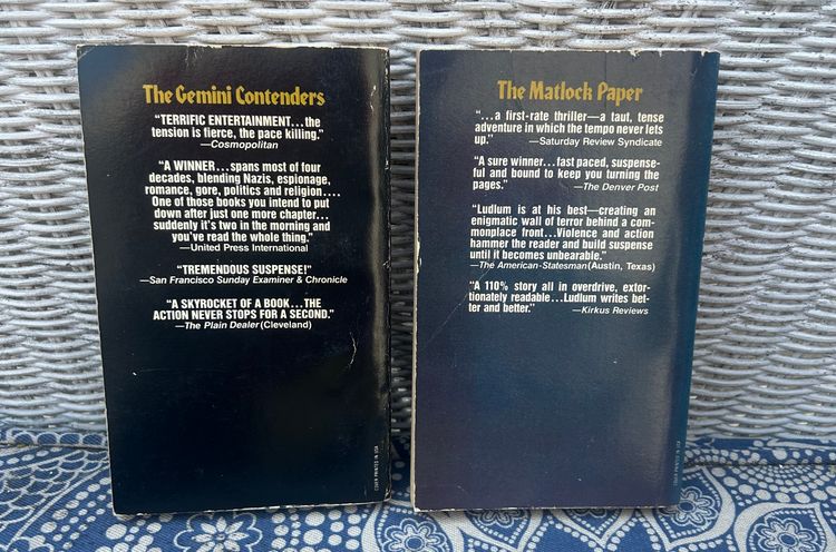Vintage Lot of 2 Robert Ludlum Novels Dell Paperbacks 1982 'The Gemini Contenders' & 'The Matlock Paper'
