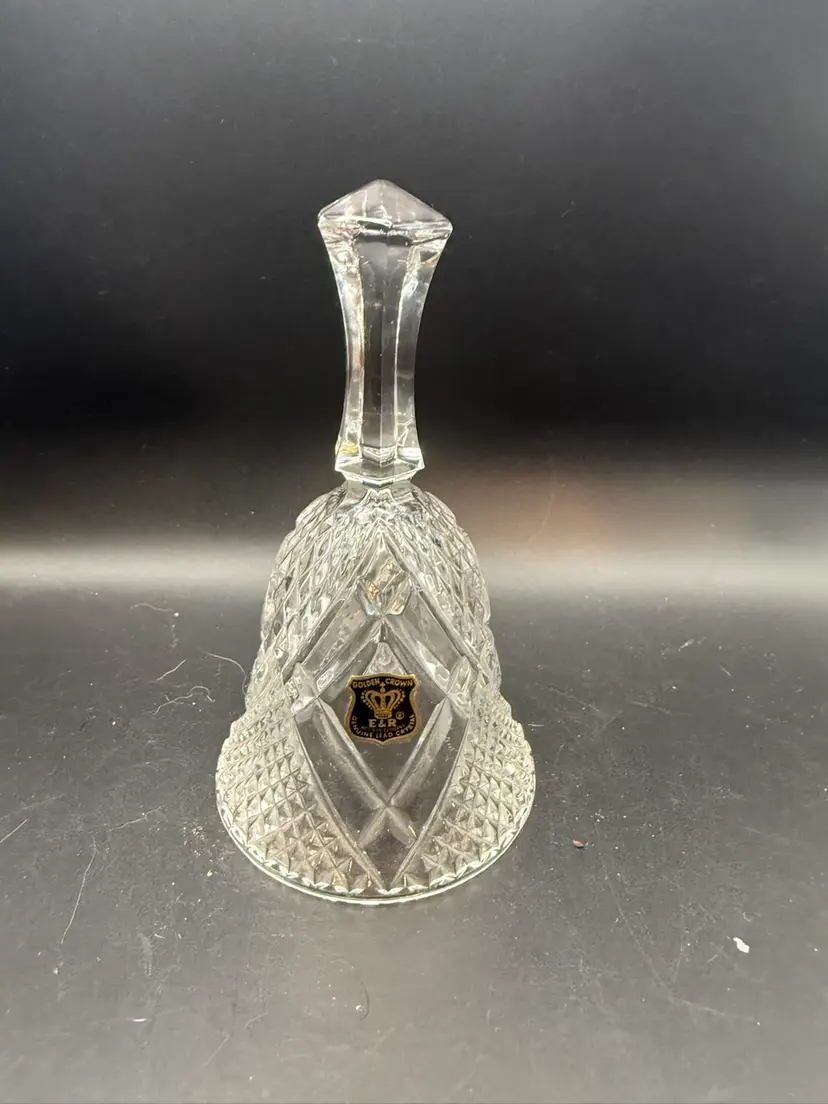 Golden Crown Diamond-Cut Clear Lead Crystal Bell