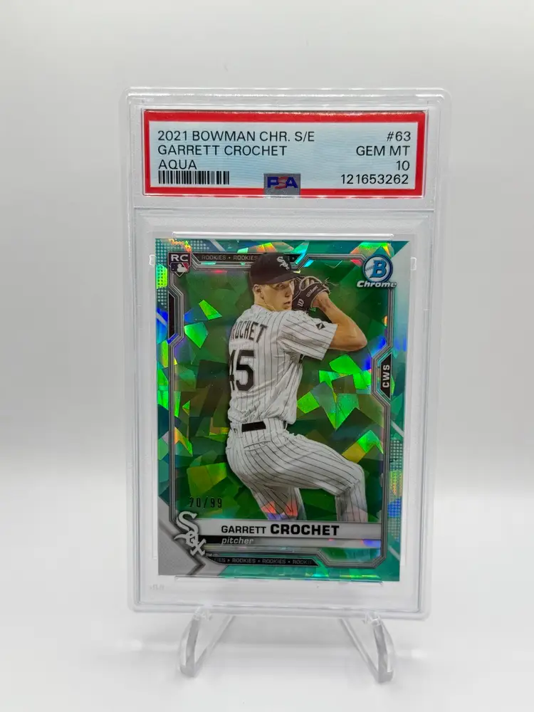 2021 Bowman Chrome Sapphire Edition GARRETT CROCHET #63 Aqua /99 PSA 10 Red Sox