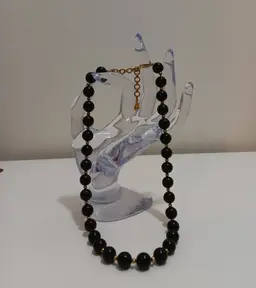 Classic VTG Monet Black & Gold Bead Necklace