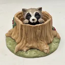Raccoon Woodland surprises vtg 1984 Franklin porcelain