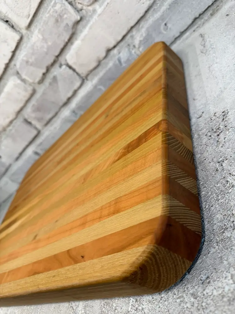 Extra Large Handmade Hardwood Cutting Board – Oak, Cherry, Maple, Honey Locust & Ash – 22.5” x 15” x 1.75” – Butcher Block Style – Made in Indiana