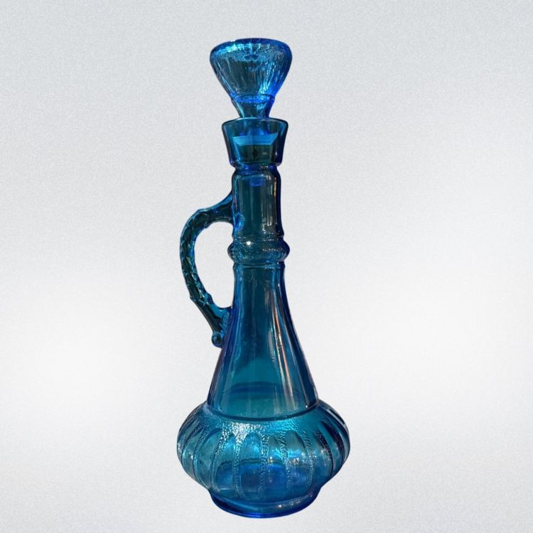 Vintage 1973 Jim Beam Blue Glass “I Dream of Jeannie" Bottle Genie Liquor Decanter w Cork (Kk)