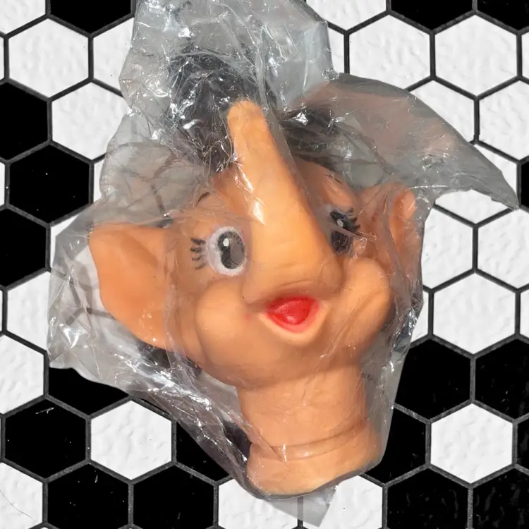 1980s Rubber Face Elephant Pixie Kitschy Doll Head NOS