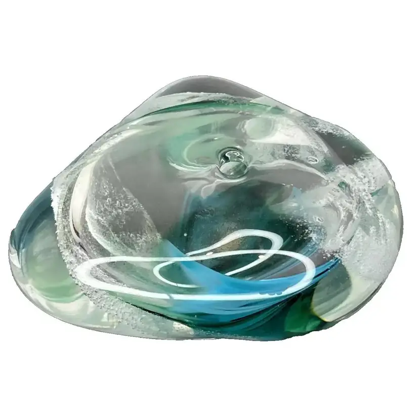 Vintage Handblown Glass Dancing Oil Lamp Paperweight 1990's by Michelle Kaptur Signed