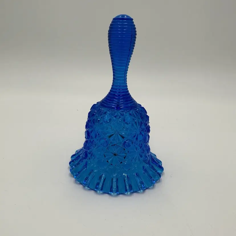 Fenton Bell Ruffled Rim Table Blue 6 in Daisy Home Decor Art Glass