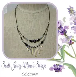 Vintage Handmade Silver Tone Hematite And Opalite Glass Necklace