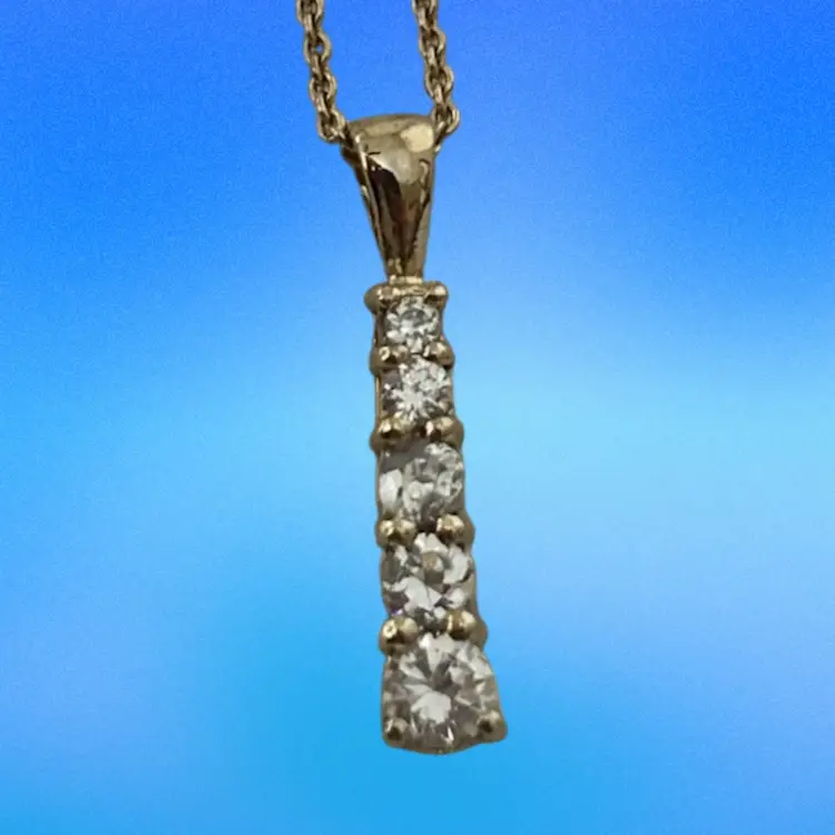 CZ Brilliant Cut-14k Gold Over Sterling Silver Necklace