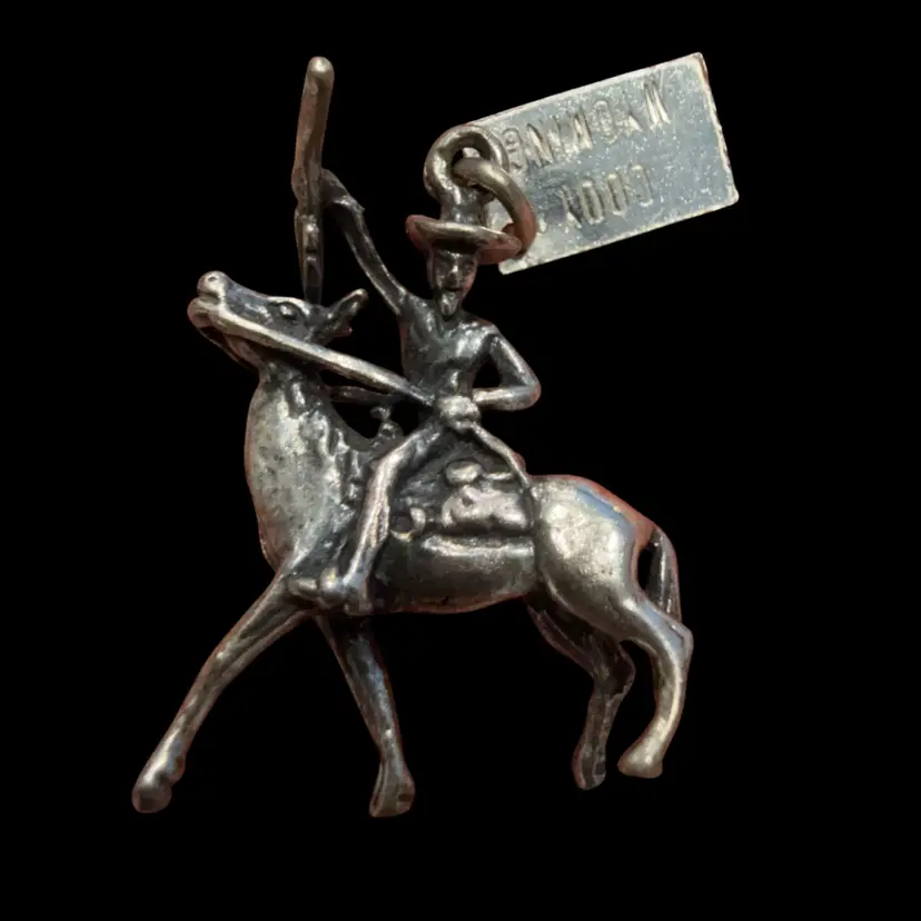 Vintage Bell Trading Sterling Silver Buffalo Bill on Horse Figural Cody Wyoming Sterling Charm/ Pendant