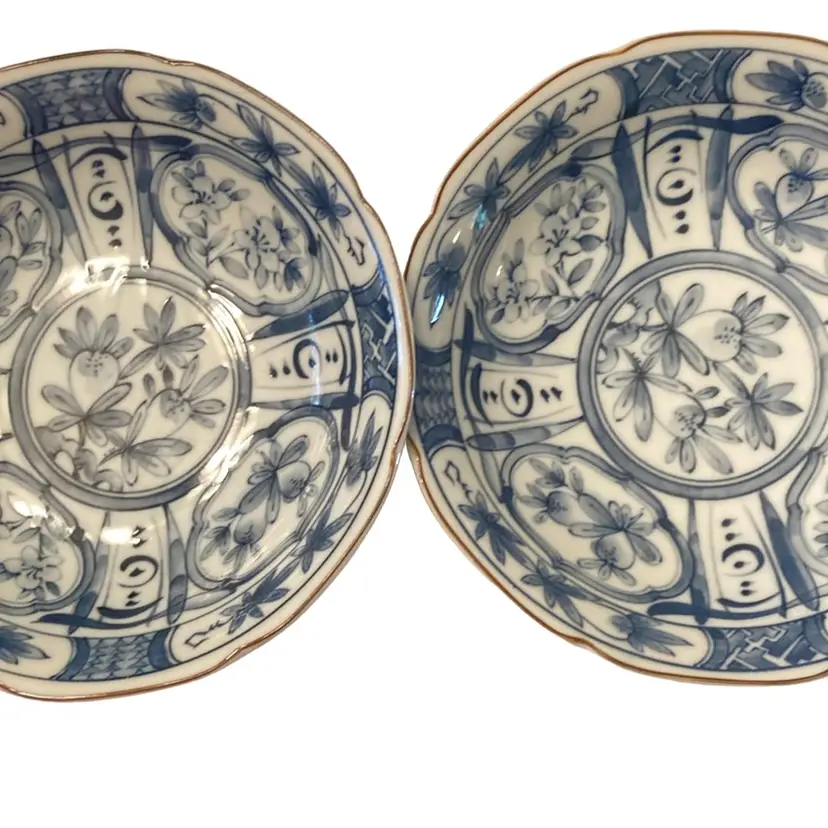 Two Vintage Tarahashi Japanese Blue And White Bowls