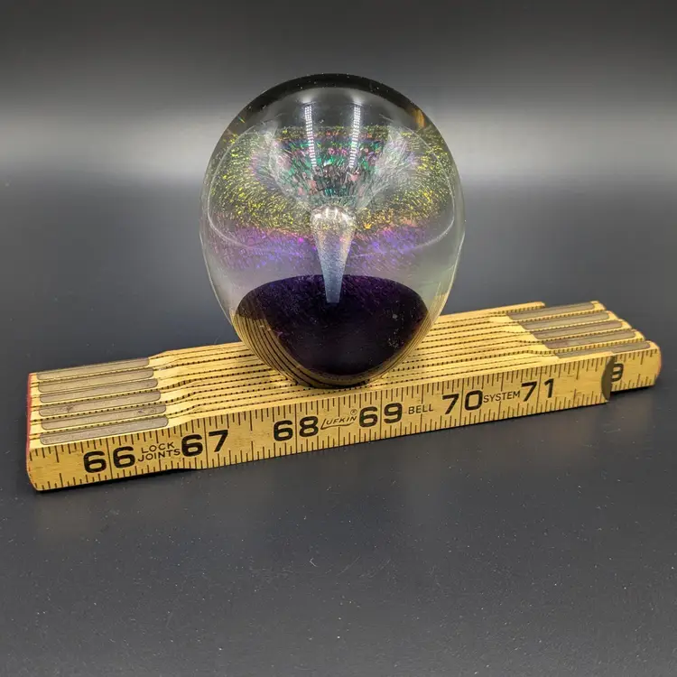 Vintage Eickholt Round Iridescent Mist Fountain Art Glass Paperweight