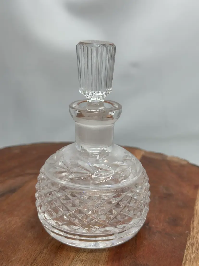 Vintage Crystal Perfume Bottle Diamond Pattern Paperweight
