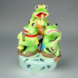 Aldon Ceramic Rotating Music Box Vintage Frog Band Musicians You Are My Sunshine