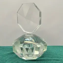 #01 - 6.5”x 4.5” Vintage Art Dec Geometric Solid  Crystal Perfume Bottle!